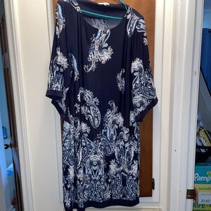 Studio One Dress Large Women's 3/4 Flared Sleeve Paisley Print